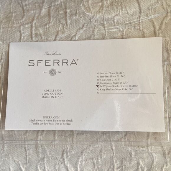 SFERRA Full/ Queen Adelli Coverlet, Made in Italy. Color: Tin. $800 Value - Picture 5 of 6